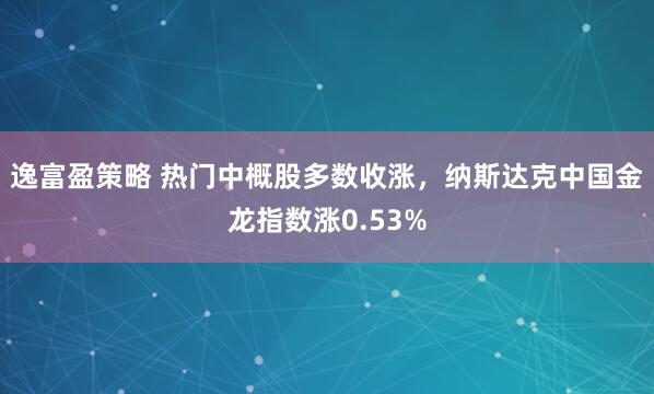 逸富盈策略 热门中概股多数收涨，纳斯达克中国金龙指数涨0.53%